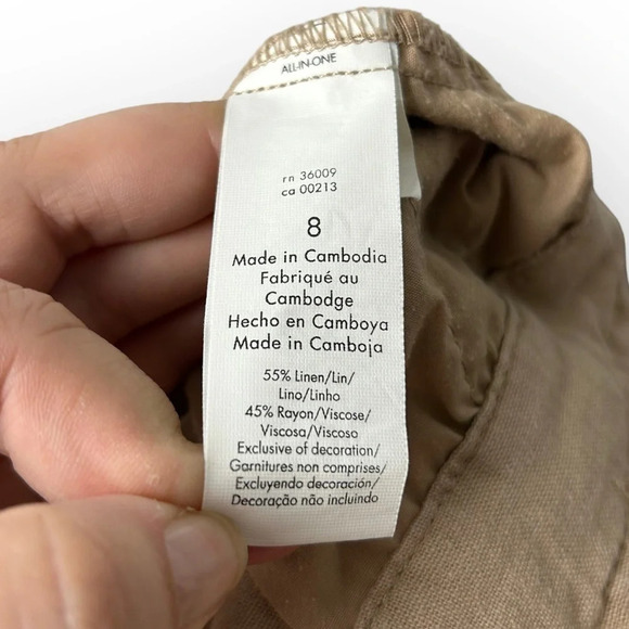 Calvin Klein Tan All In One Linen Pants - Picture 8 of 9